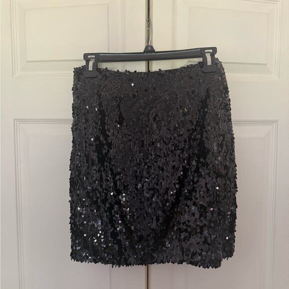 Vince All Sequin Black Pencil Straight Skirt Club Party Event Cocktail Size 4 - Picture 2 of 8